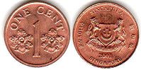 монета Сингапур 1 цент 2001