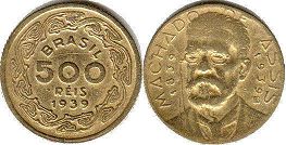 монета Бразилия 500 рейс 1939