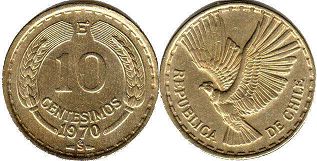 монета Чили 10 сентесимо 1970