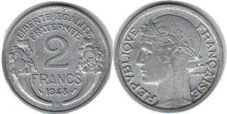 монета Франция 2 франка 1948
