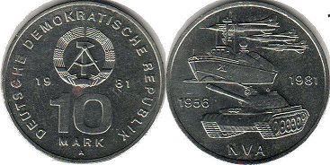 монета ГДР 10 марок 1981