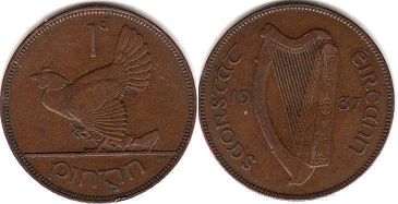 монета Ирландия 1 пенни 1937