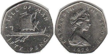 монета Остров Мэн 50 пенсов 1976