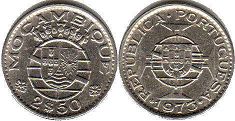 монета Мозамбик 2 1/2 эскудо 1973