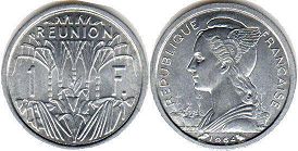монета Реюньон 1 франк 1964