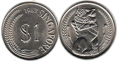монета Сингапур 1 доллар 1982