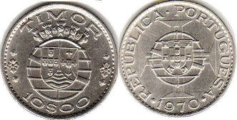 монета Тимор 10 эскудо 1970