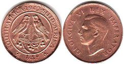 монета Южная Африка 1/4 пенни 1942