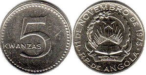 монета Ангола 5 кванз (1977)
