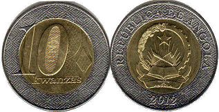 монета Ангола 10 кванз 2012