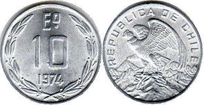 монета Чили 10 эскудо 1974