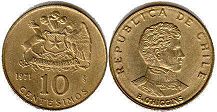 монета Чили 10 сентесимо 1971