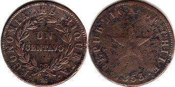монета Чили 1 сентаво 1853