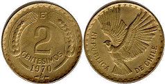 монета Чили 2 сентесимо 1970