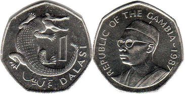 монета Гамбия 1 даласи 1987