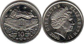 монета Гибралтар 10 пенсов 2000