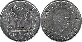 монета Италия 2 лиры 1939