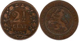 монета Нидерланды 2,5 цента 1877