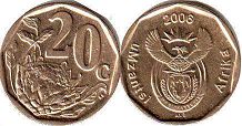 монета ЮАР 20 центов 2006