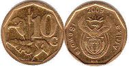 монета ЮАР 10 центов 2009 (2009, 2012)