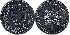 монета Уругвай 50 новых песо 1989