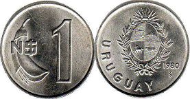 монета Уругвай 1 новое песо 1980