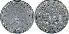 монета Албания 1 лек 1957