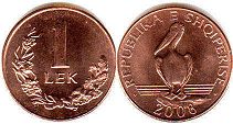 монета Албания 1 лек 2008
