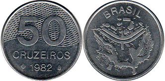 монета Бразилия 50 крузейро 1982