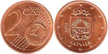 монета Латвия 2 евро цента 2014