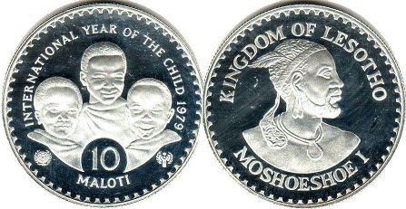 монета Лесото 10 малоти 1979 