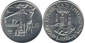 монета Сан-Марино 10 лир 1982