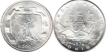монета Сан-Марино 500 лир 1976