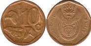 монета ЮАР 10 центов 2008 (2008, 2014)