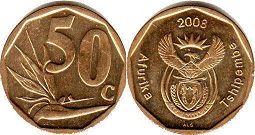 монета ЮАР 50 центов 2008