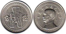 монета Китай 5 фынь 1936 