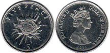 монета Гибралтар 5 пенсов 2014