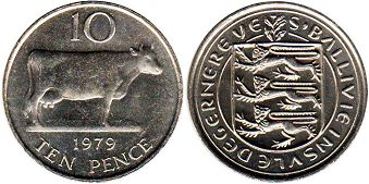 монета Гернси 10 пенсов 1979