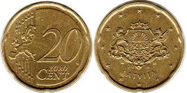 монета Латвия 20 евро центов 2014