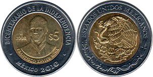 монета Мексика 5 песо 2008