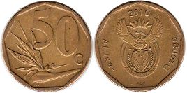 монета ЮАР 50 центов 2010