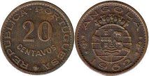 монета Ангола 20 сентаво 1962