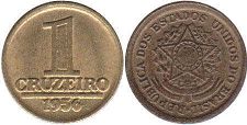 монета Бразилия 1 крузейро 1956