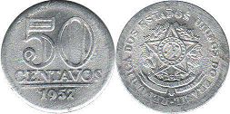 монета Бразилия 50 сентаво 1957