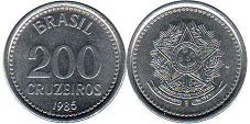 монета Бразилия 200 крузейро 1985