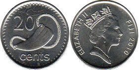 монета Фиджи 20 центов 2009