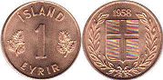 монета Исландия 1 эйрир 1958