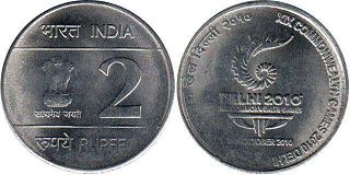 монета Индия 2 рупии 2010