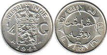 монета Голландская Ост-Индия 1/4 гульдена 1941