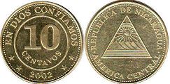 монета Никарагуа 10 сентаво 2002